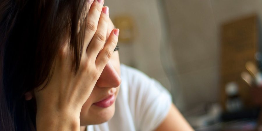 Closeup of a woman stressed at a Las Vegas Veteran Rehab