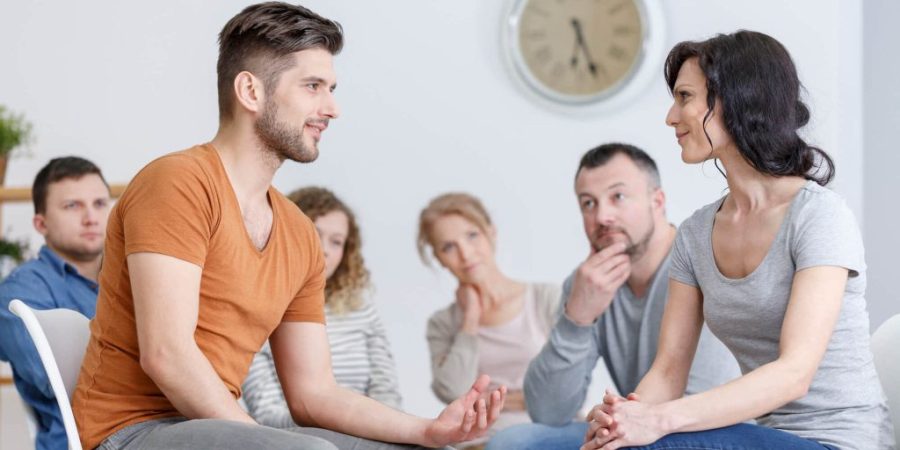 man and woman talking during Recreational Therapy Ohio