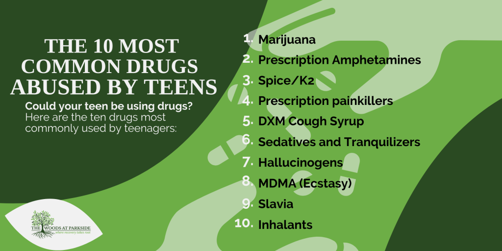 The 10 Most Common Drugs Abused by Teens infographic